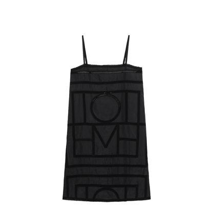 Monogram Midi Dress in Silk with Embroidered Trim