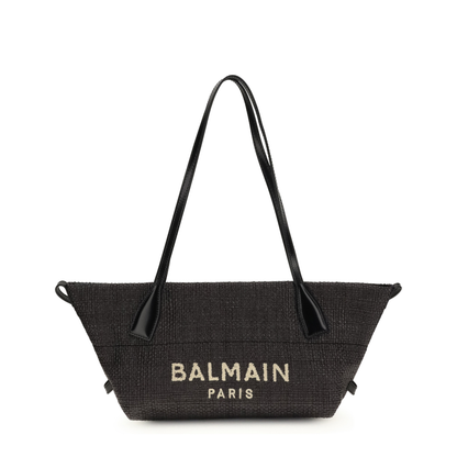 MAYFEYR - Balmain - Calfskin And Raffia Track Shoulder Bag - GN1FD039TRAA