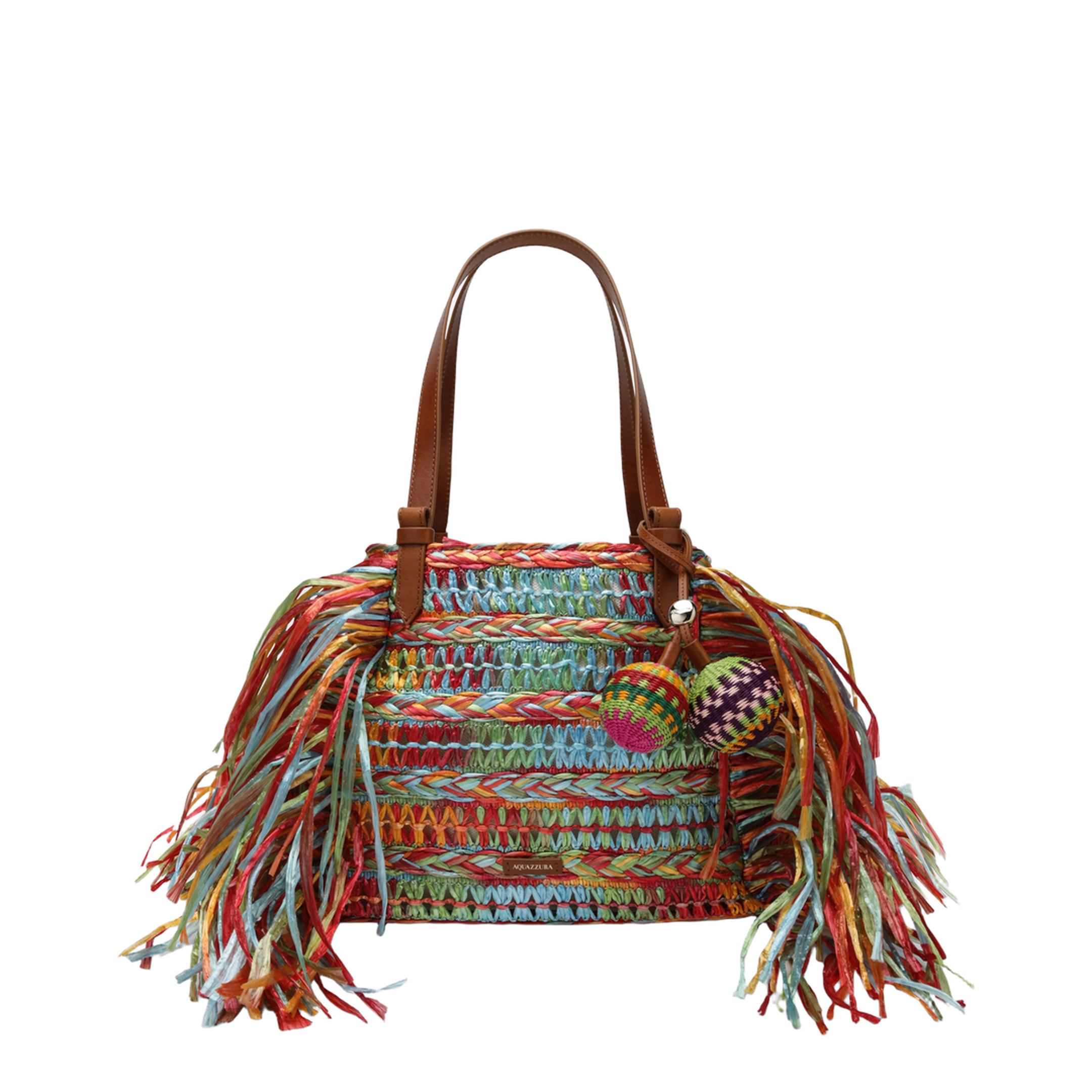 Trancoso Raffia Tote - Raffia 100% / Calf Leather 100% - Tote - Multicolor Rainbow Sugar Kissed Light Go