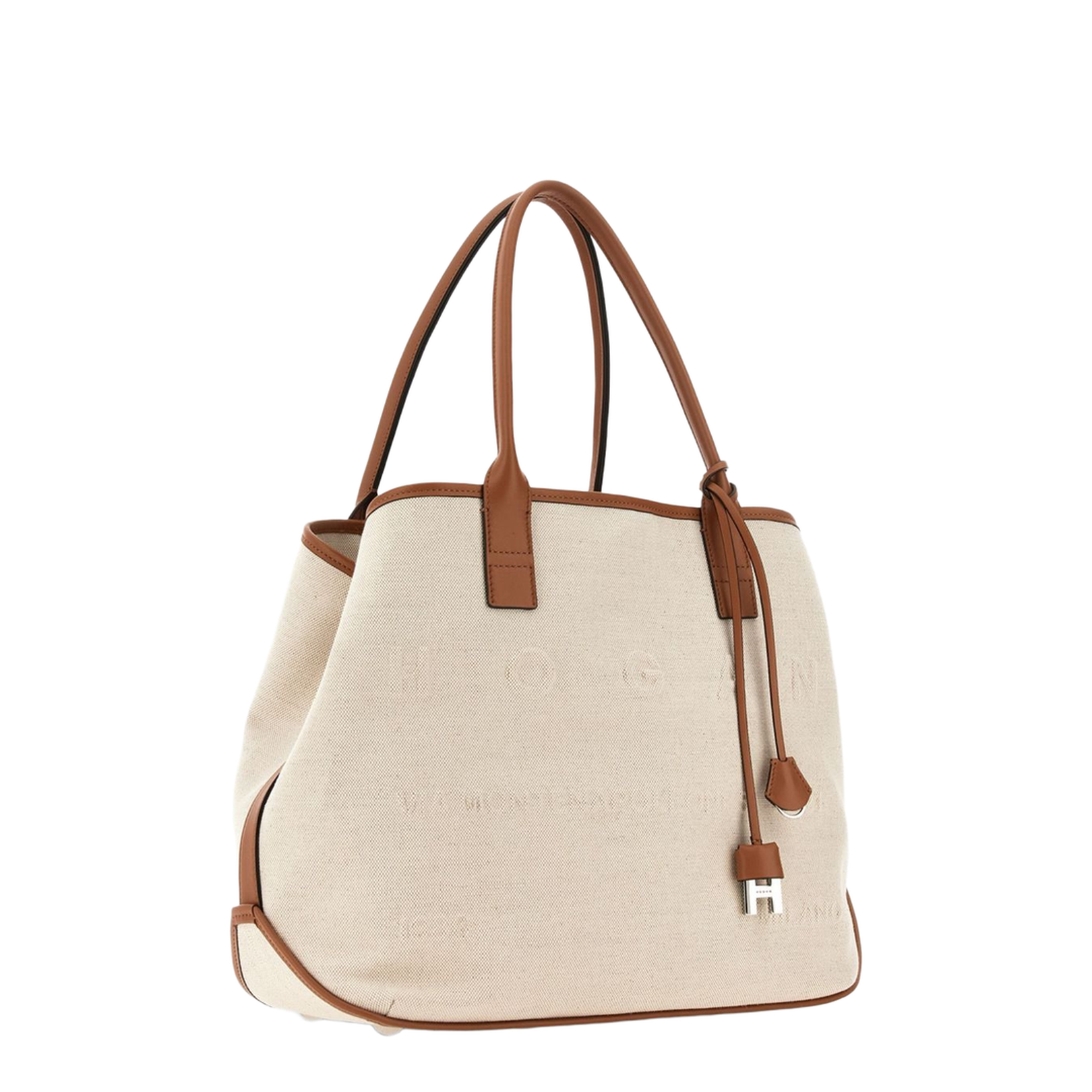 Script Shopping Bag Medium Ivory Brown