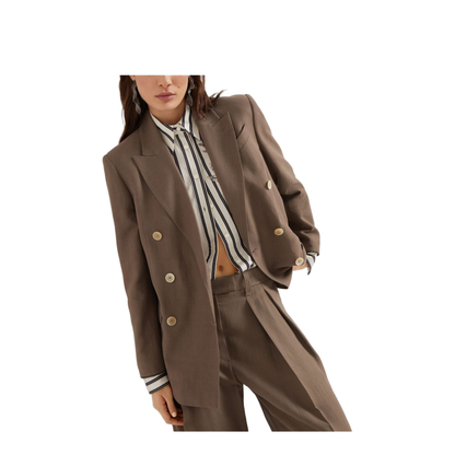 Linen Blend Double-Breasted Jacket