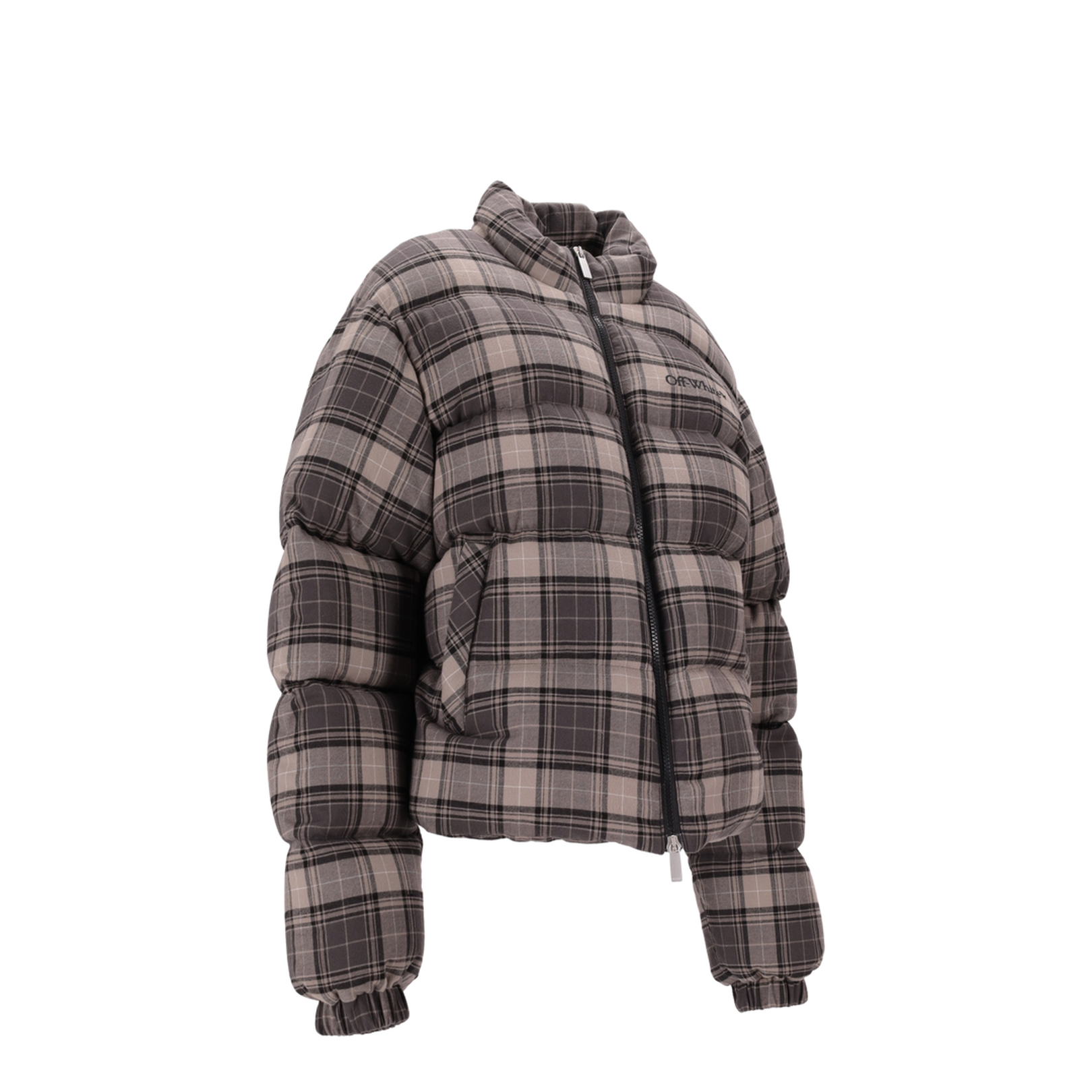 Spray Arr Check Flan Down Jacket Dark Grey