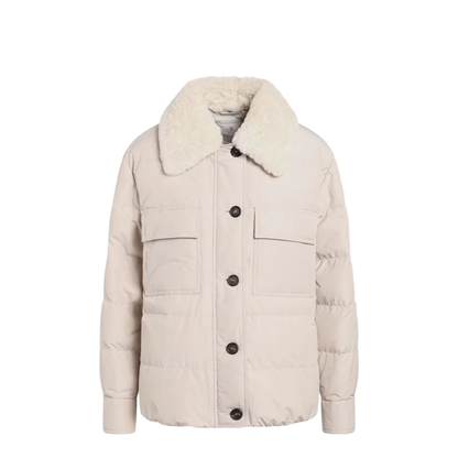 Light Gray Jacket With Fur Collar