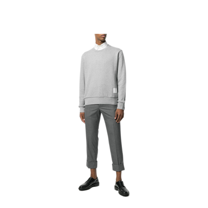 MAYFEYR - Thom Browne - Crewneck Pullover With Center-Back Rwb Stripe In Classic Loopback - MJT085A03377055