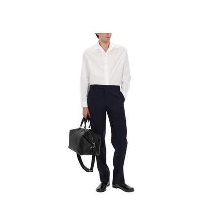 Dark Blue Wool Canvas Trousers