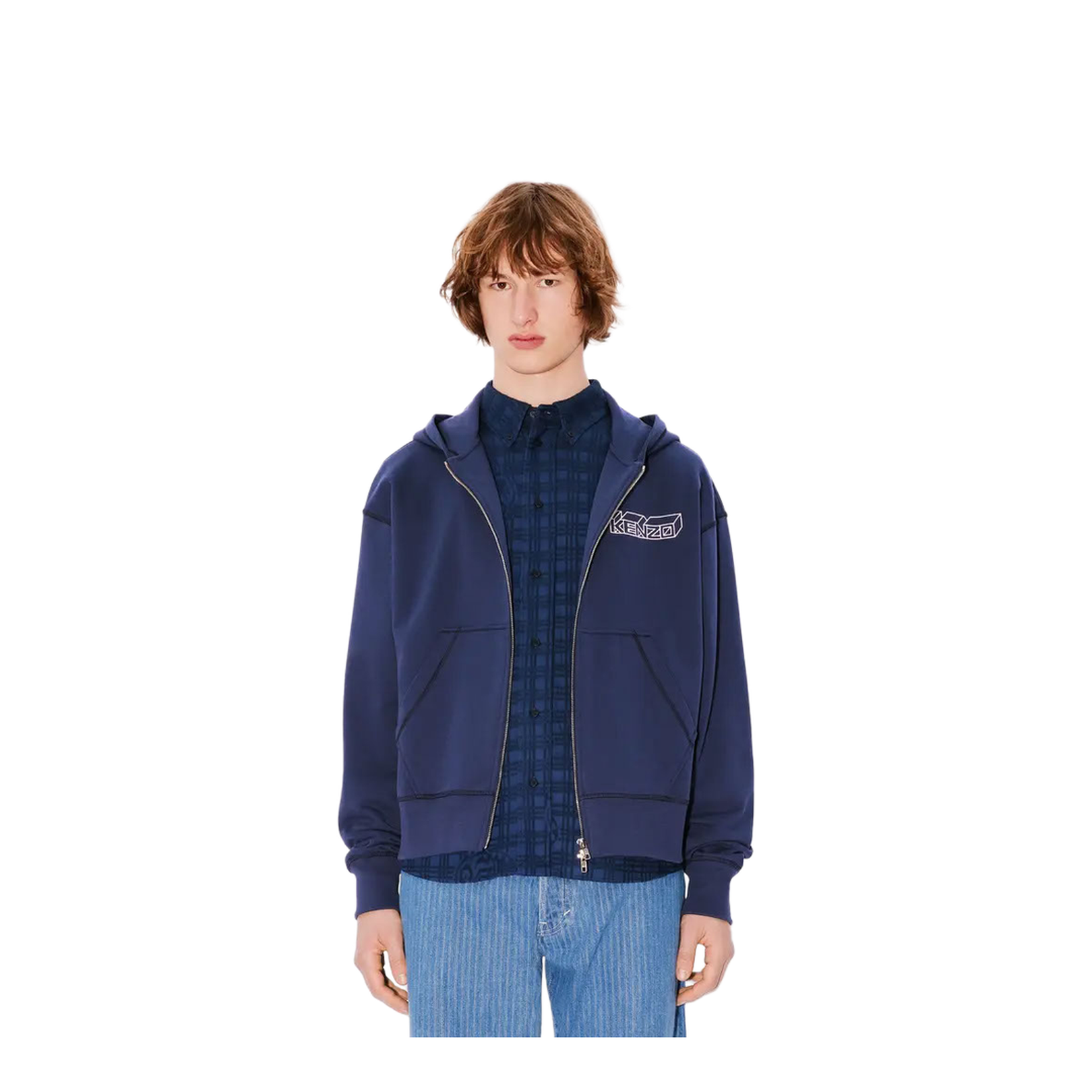 Logo Embroidered Zip-up Hoodie