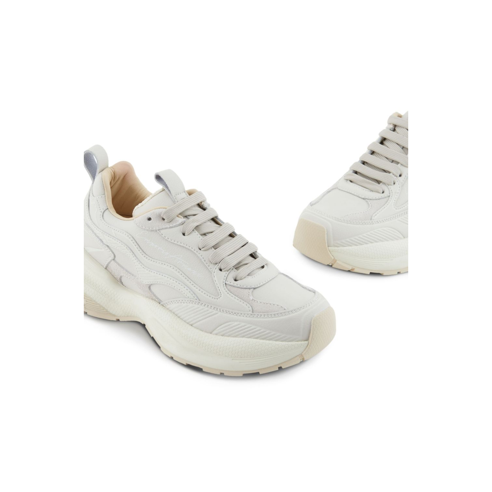 Leather Sneakers with Velvet Details