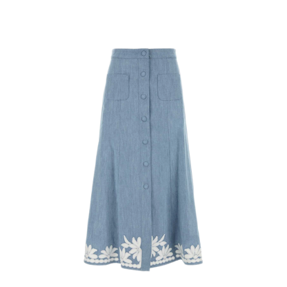 MAYFEYR - Valentino - Light Blue Chambray Skirt - 9B3DD21RA9B508