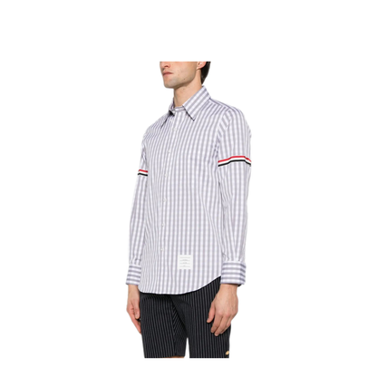 MAYFEYR - Thom Browne - Straight Fit L/S Shirt With Gg Armband In Gingham Check Poplin - MWL301OF0998035