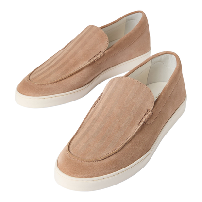 MAYFEYR - Brunello Cucinelli - Light Brown Chevron-Effect Suede Slip-Ons - MZUHVSP335LEC7962