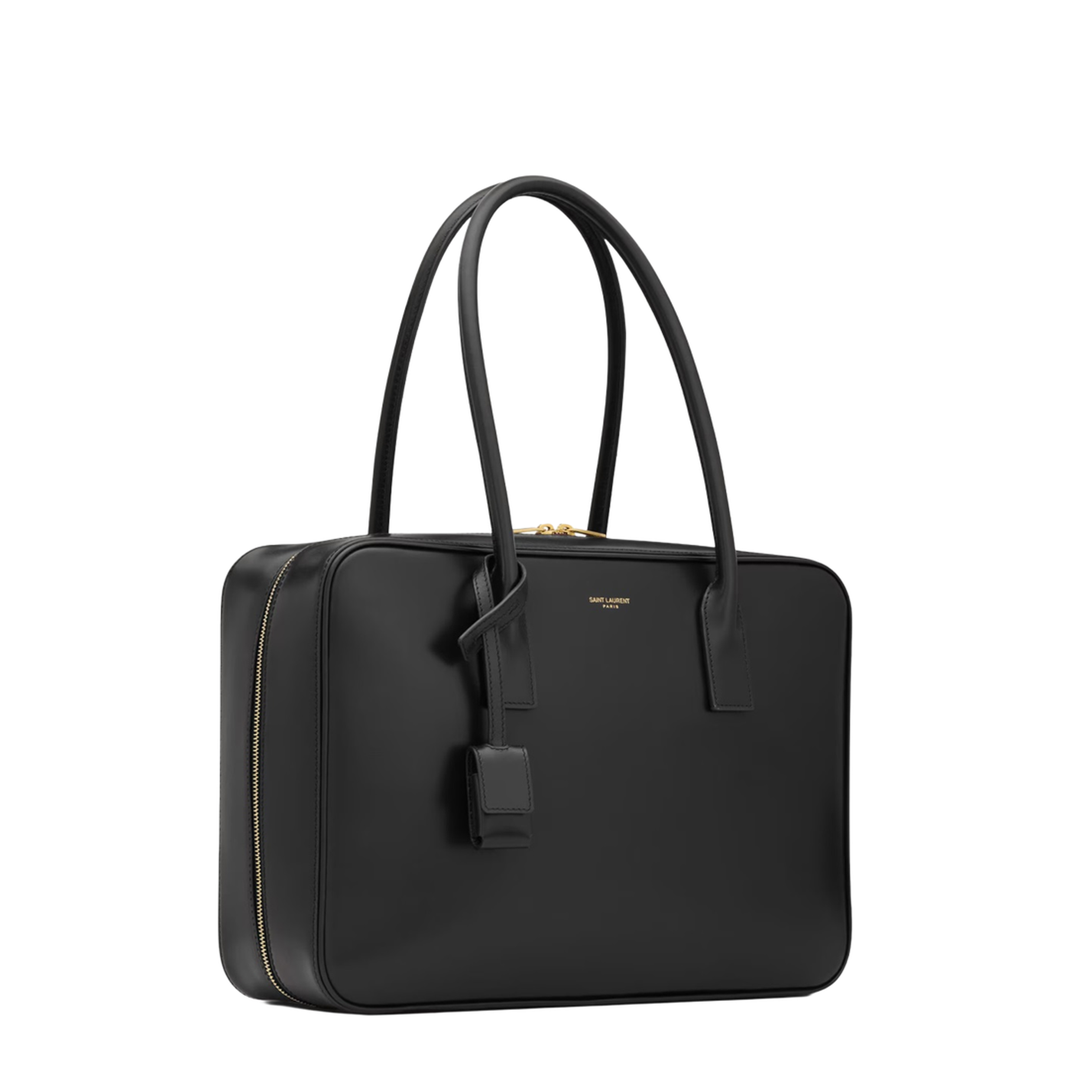 Box Leather Handbag with Metal Padlock Detail