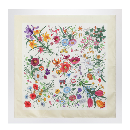 Yellow Printed Silk Twill Scarf