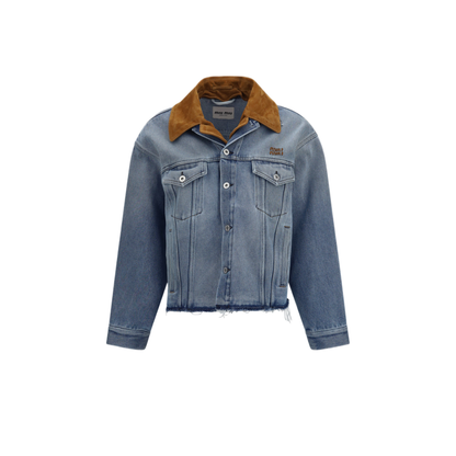MAYFEYR - Miu Miu - Washed Denim And Suede Jacket - GWB313SOOO196YF0013