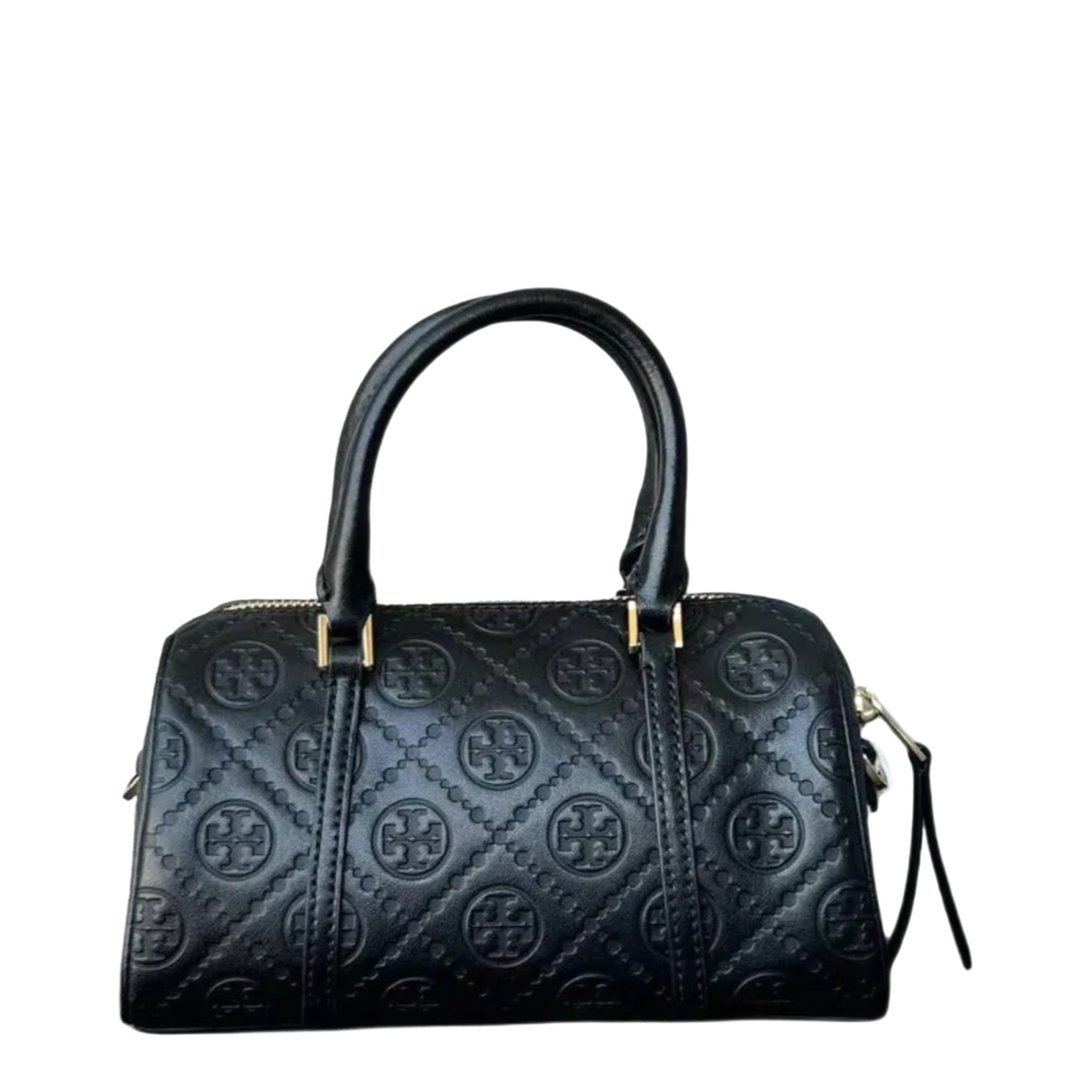 T Monogram Leather Mini Barrel Bag