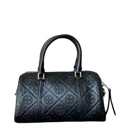 T Monogram Leather Mini Barrel Bag