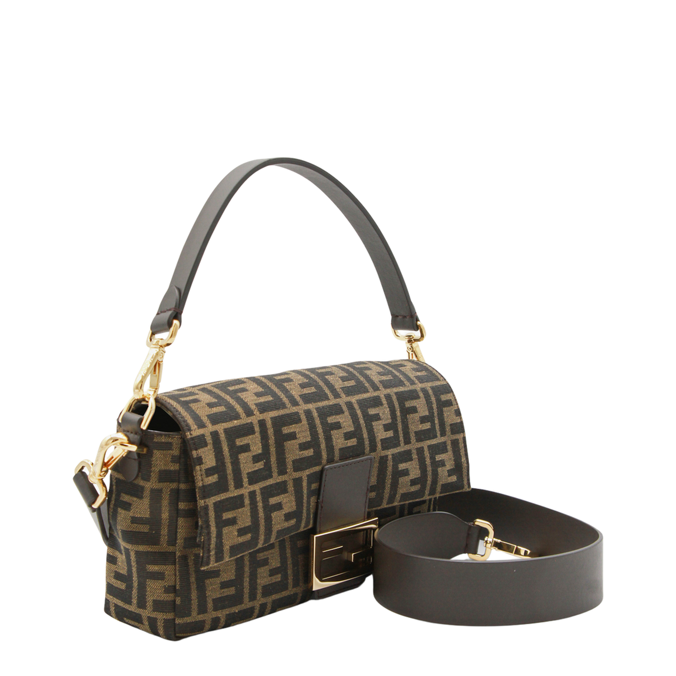 Baguette Medium FF Jacquard Shoulder Bag - Tobacco Brown