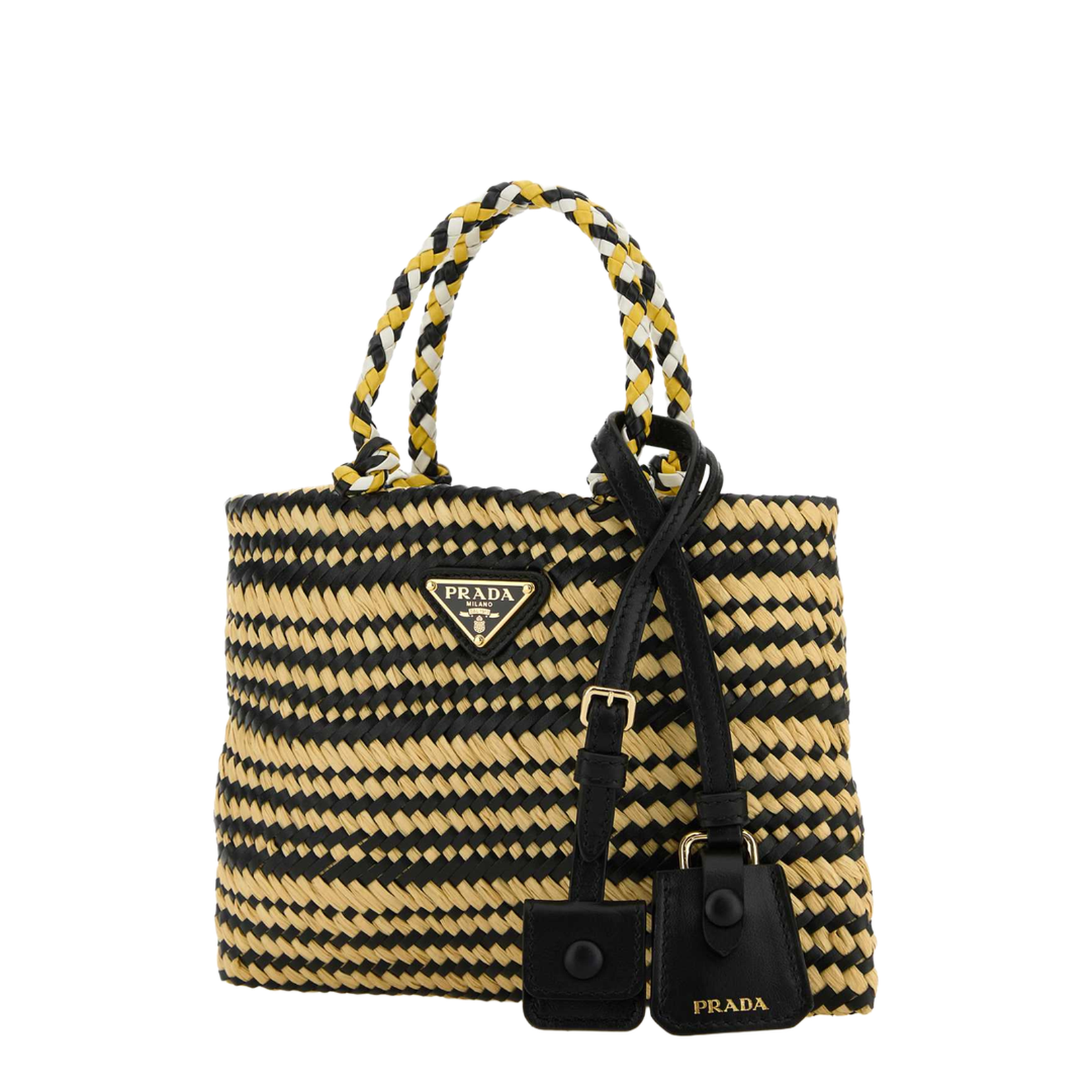 Two-tone Raffia Handbag