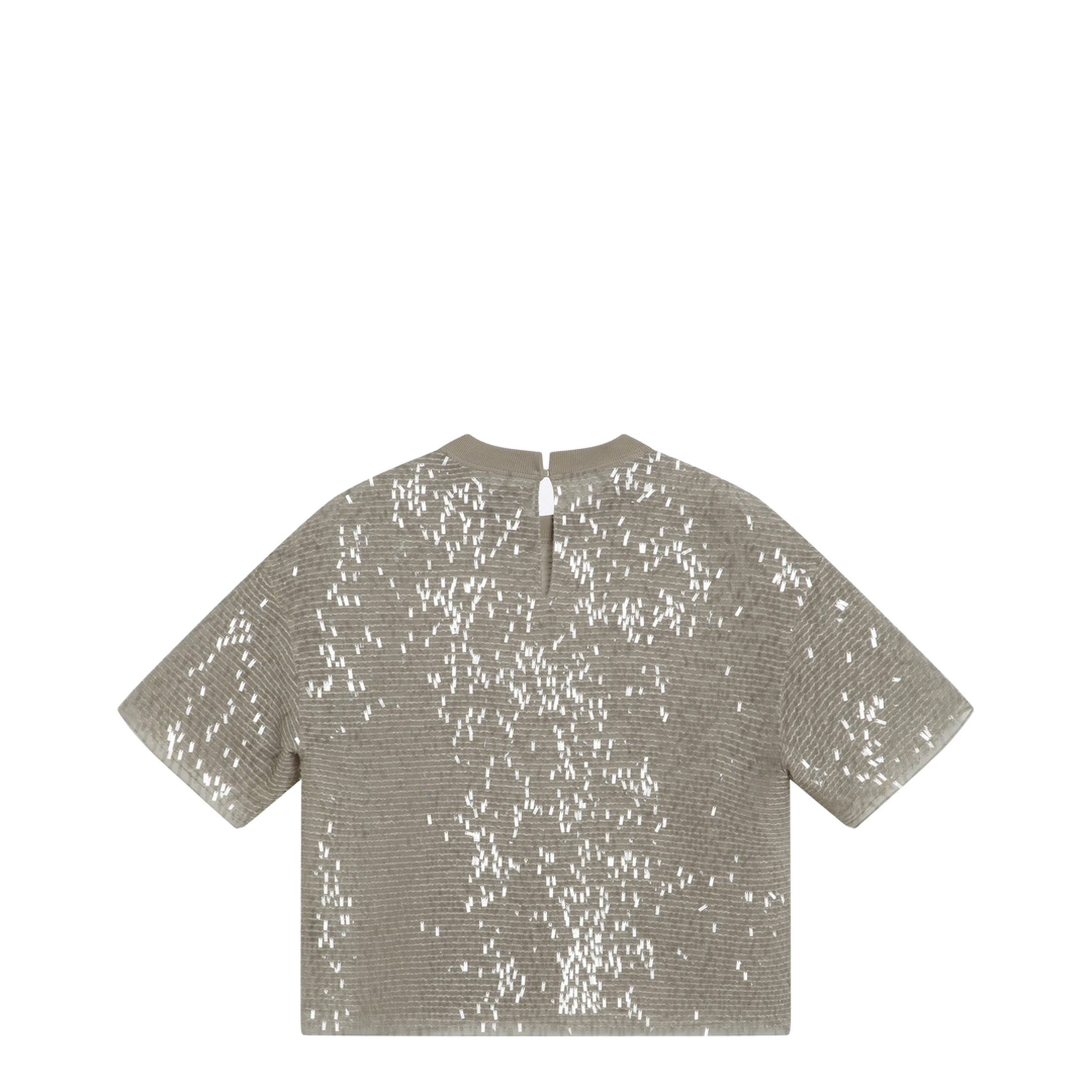 Dazzling Cascade Embroidery T-shirt in Crispy Silk