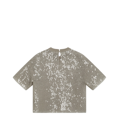 Dazzling Cascade Embroidery T-shirt in Crispy Silk