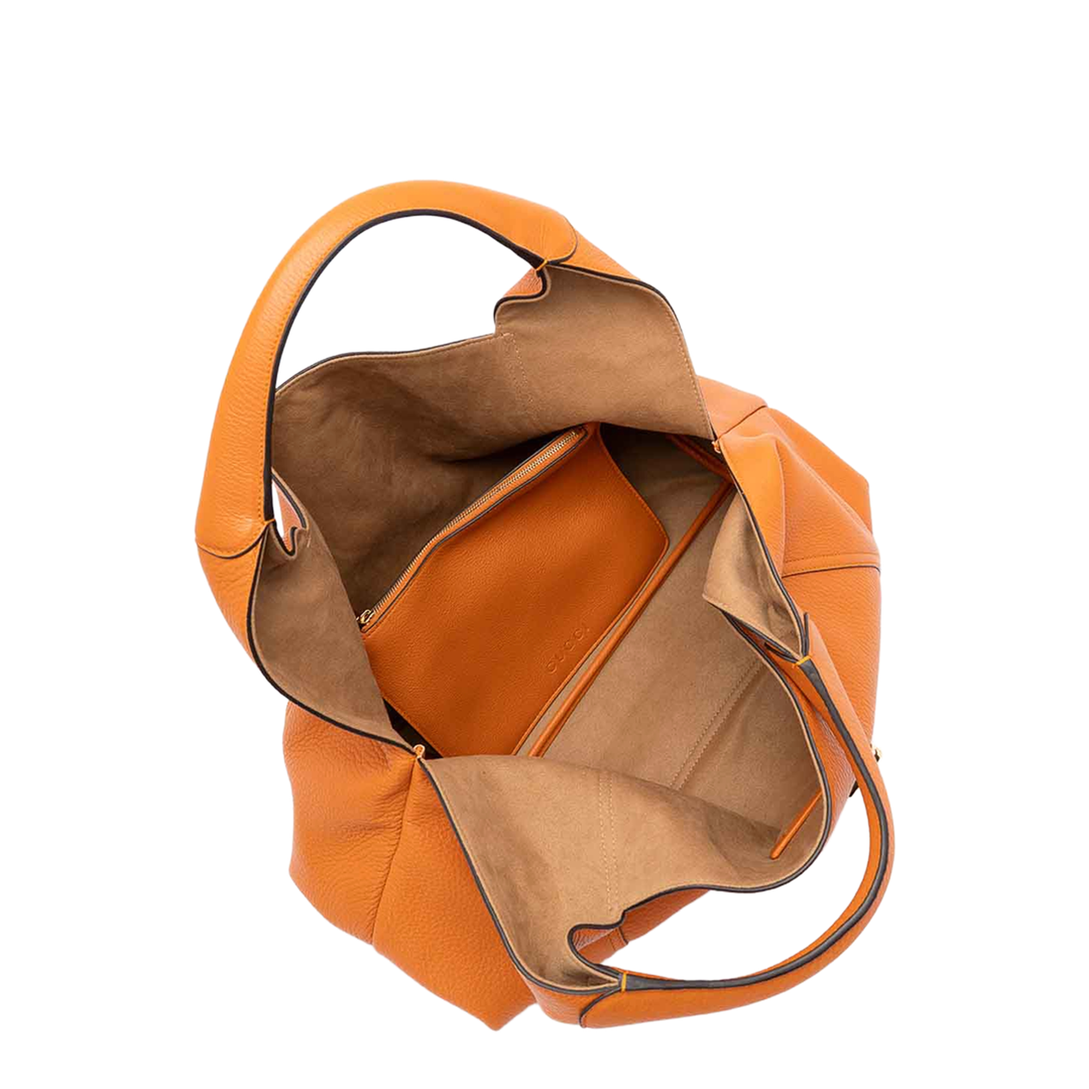 Orange Leather Large Softbit Shoulder Bag