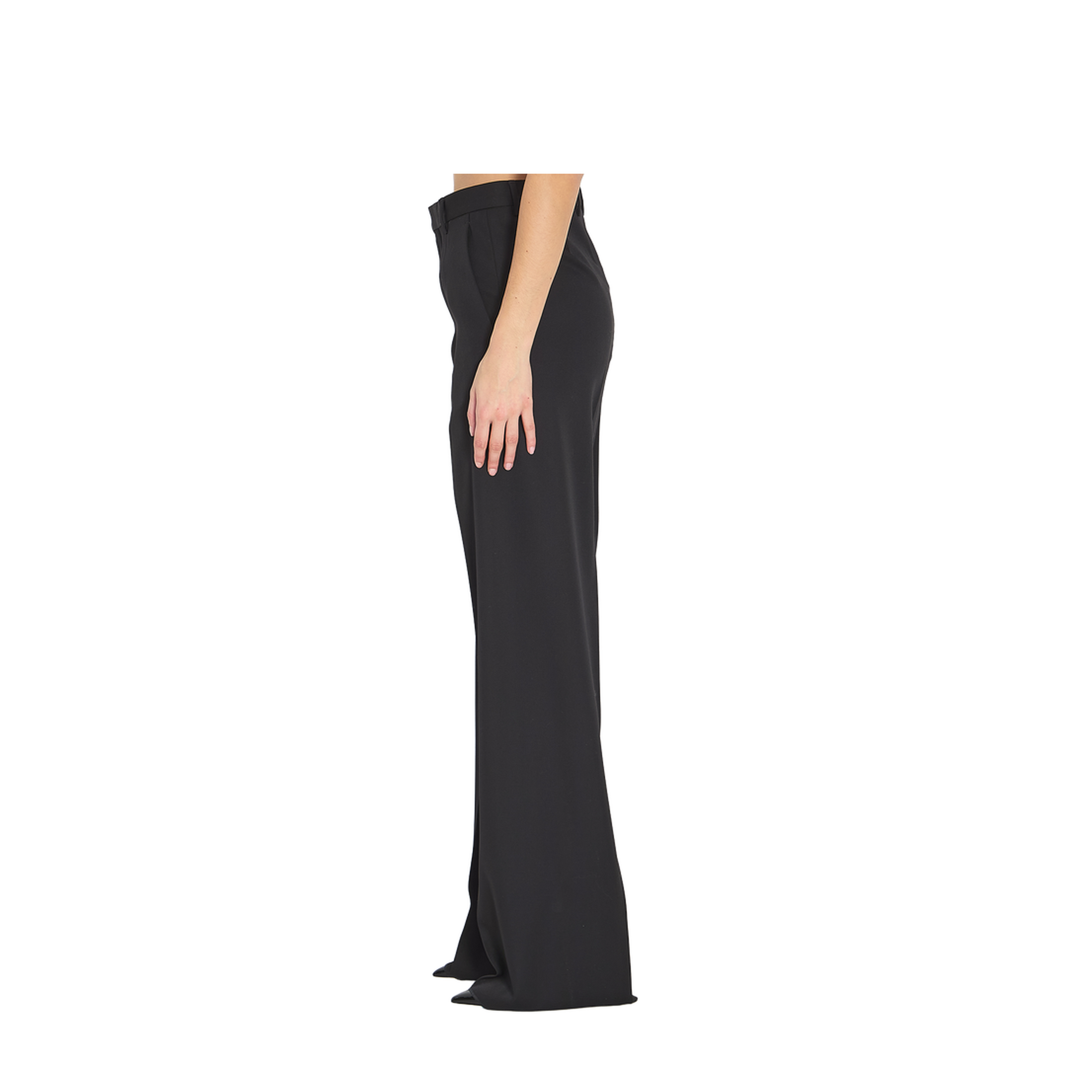 Black Wool Wide-Leg Pant