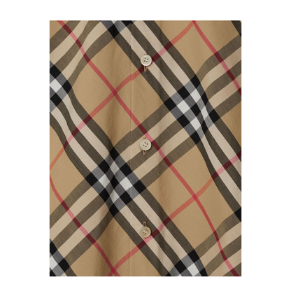 Check Cotton Shirt In Beige
