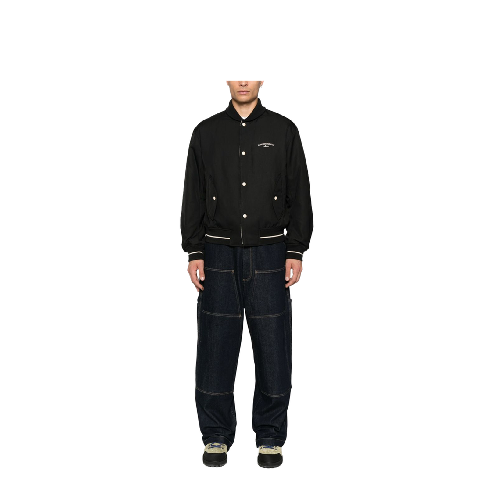 Nylon Bomber with Logo Embroidery