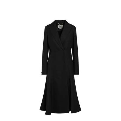 Black Grain De Poudre Wool Coat