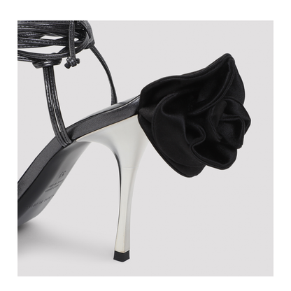 MAYFEYR - Magda Butrym - Black Calf Leather Flower Shoes - 51892480