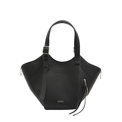 Hammock Flip Calfskin Tote - Black