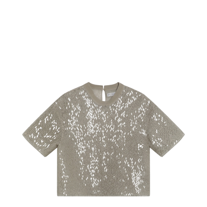 Dazzling Cascade Embroidery T-shirt in Crispy Silk