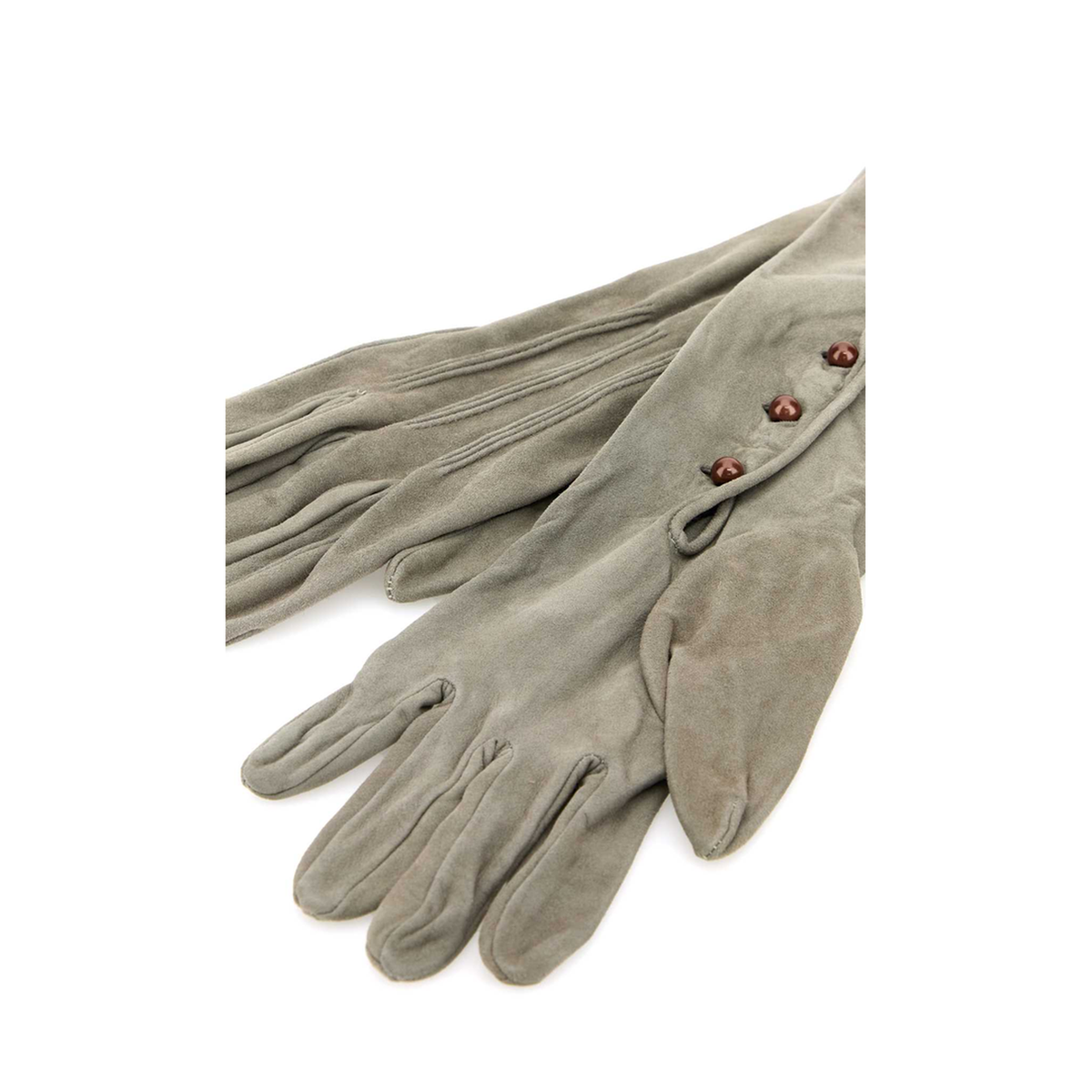MAYFEYR - Prada - Light Grey Suede Long Gloves - 1GG21015B9F0424
