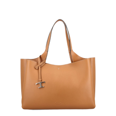 T Timeless Medium Calf Leather Tote - Brown