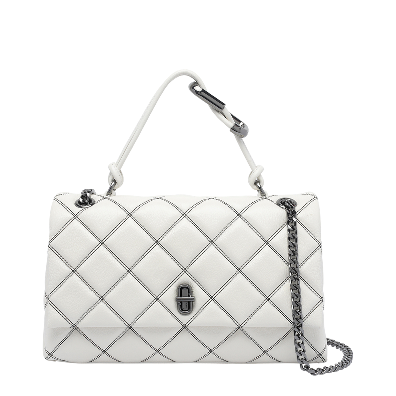 The Dual Chain Shoulder Bag - White
