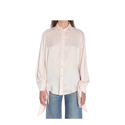 Silk Shirt With Knotted Cuffs In Pink