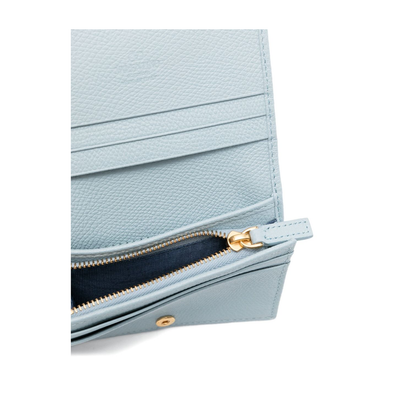 Light Blue Grained Calf-Leather Wallet