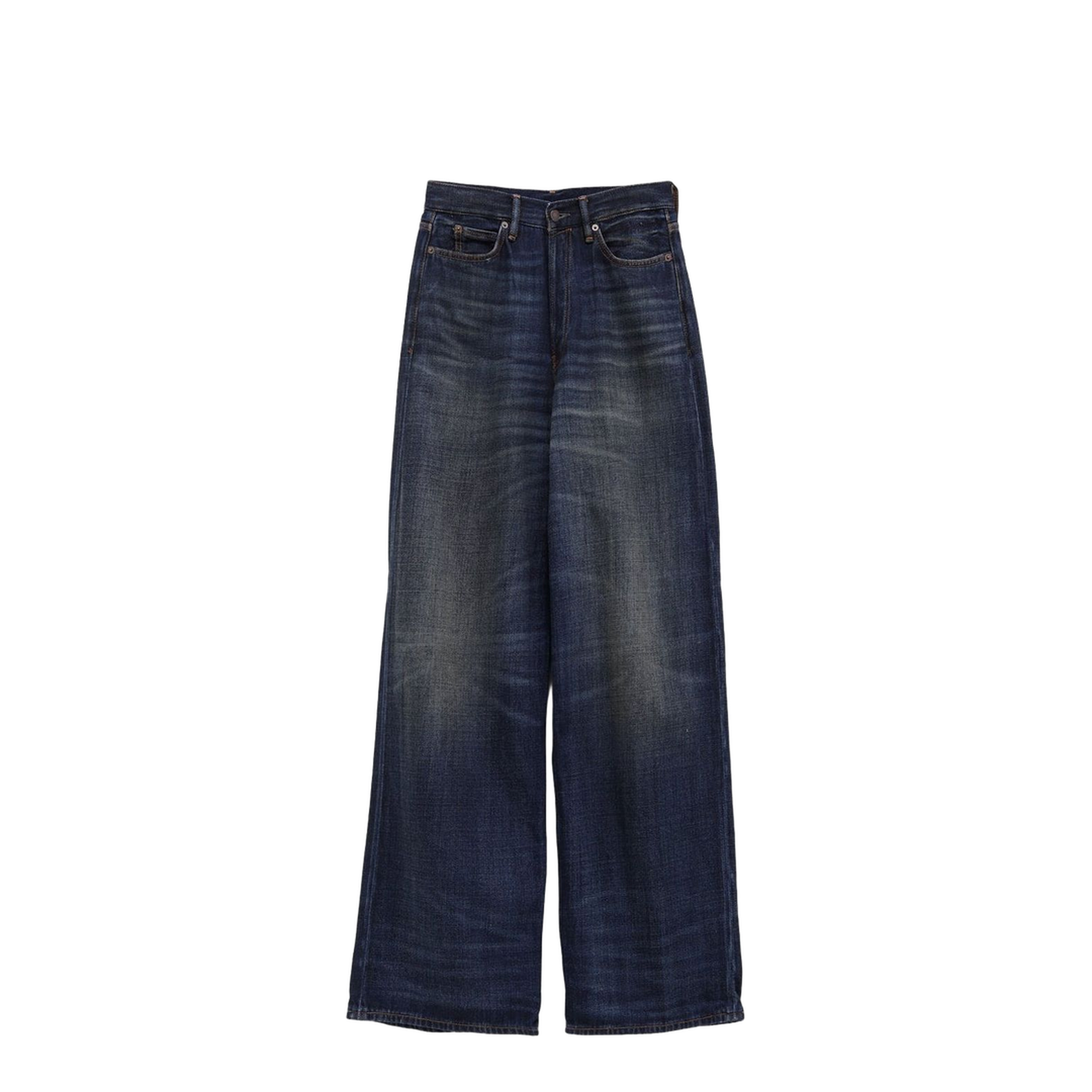 Dark Blue Low Waist Button Fly Five Pockets