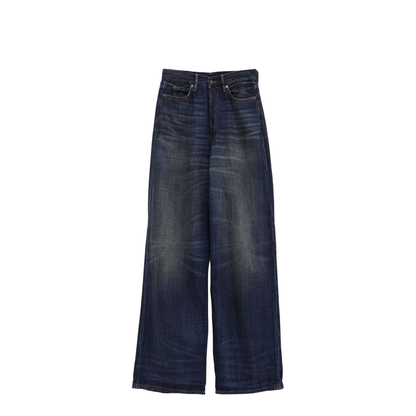 Dark Blue Low Waist Button Fly Five Pockets