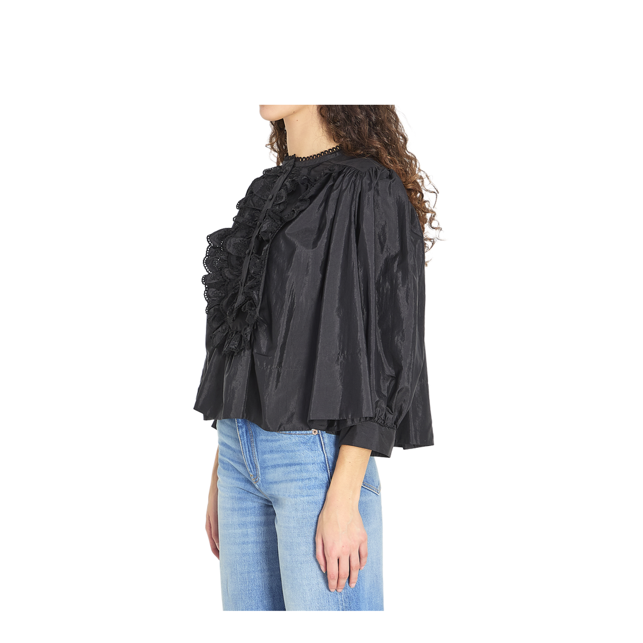 Gathered Ruffle Top in Technical Taffeta