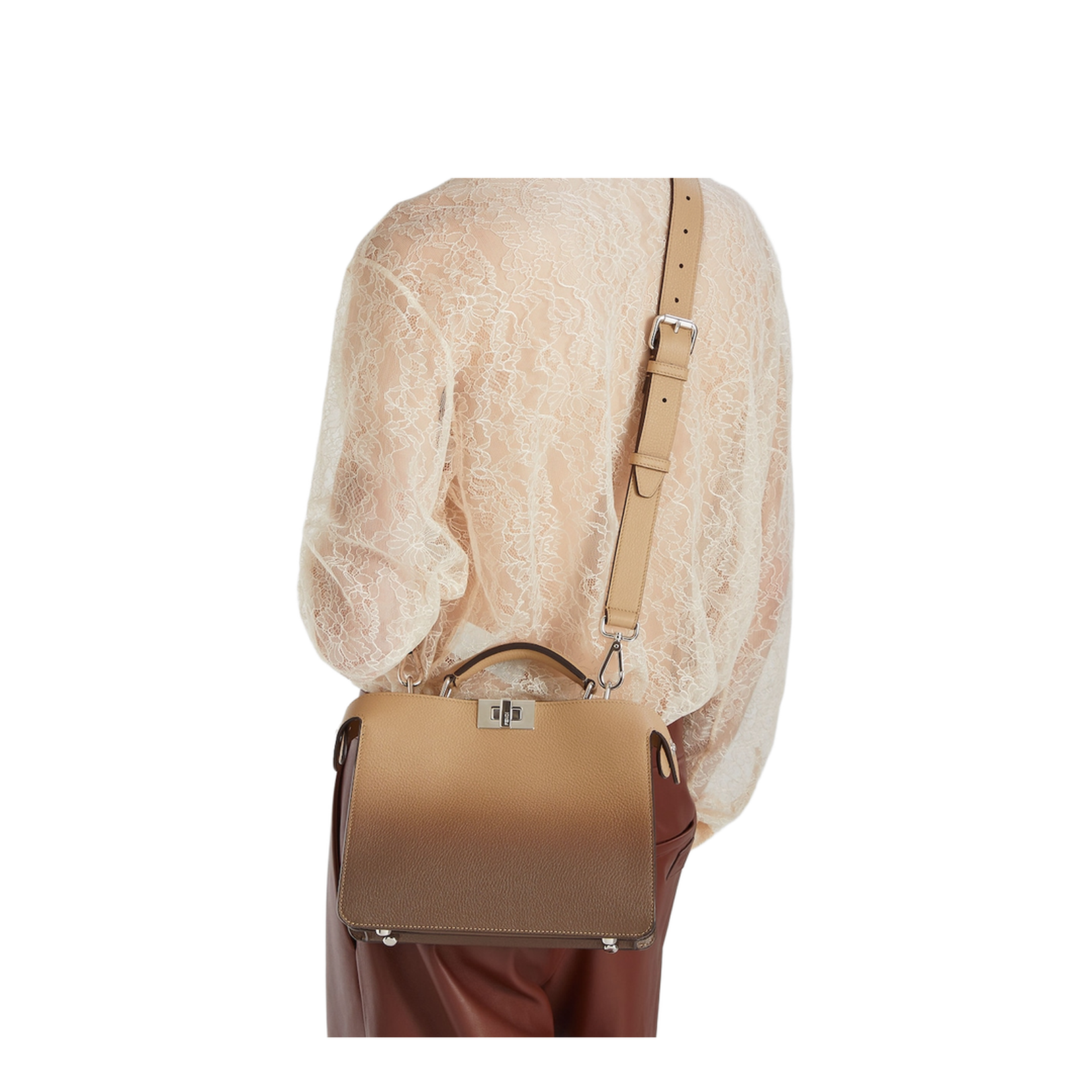 Peekaboo ISeeU Small Leather Shoulder Bags - Beige