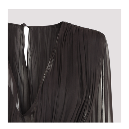MAYFEYR - ALBERTA FERRETTI - Brown Chiffon Long Dress - A046401151103