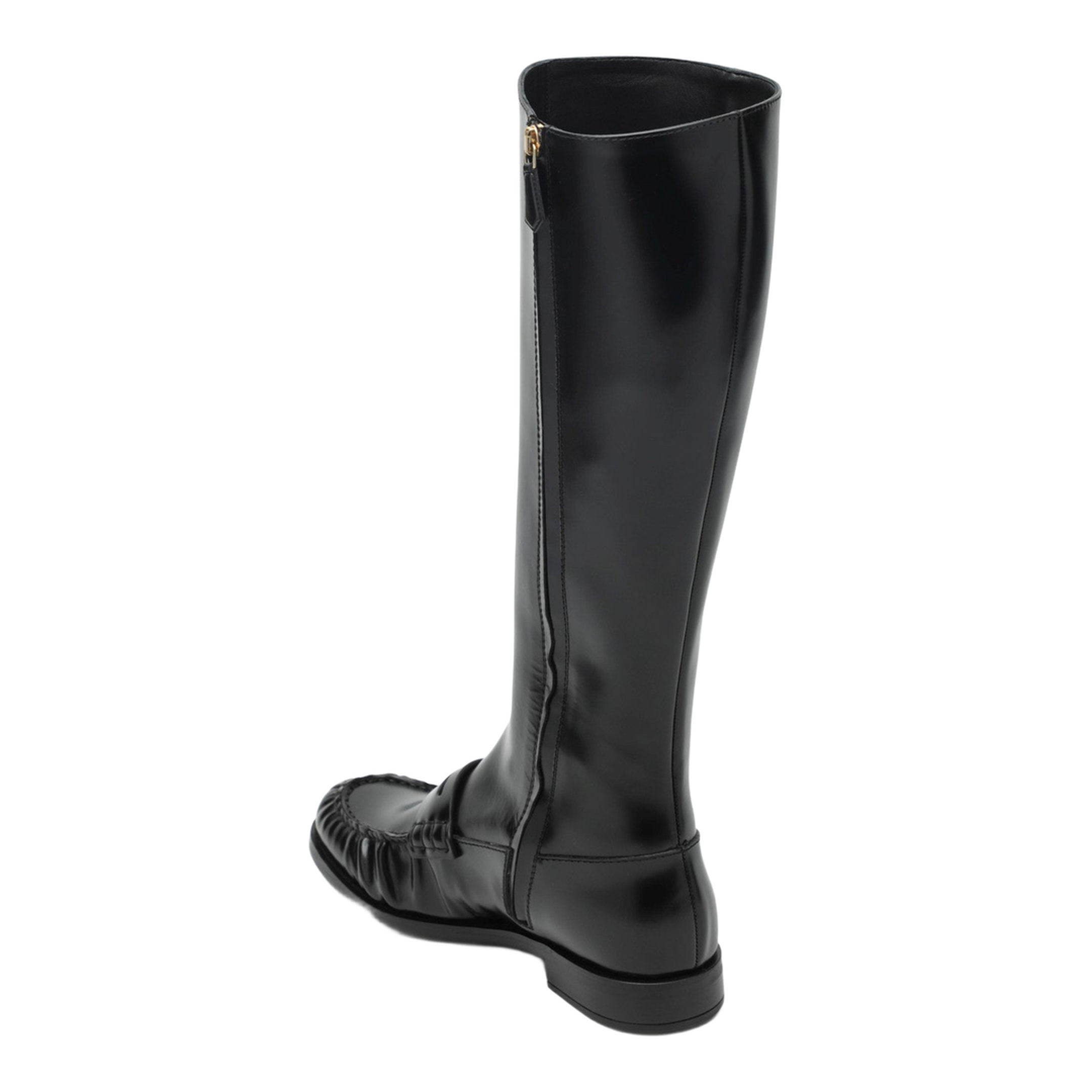Penny Boots in Black Glossy Leather