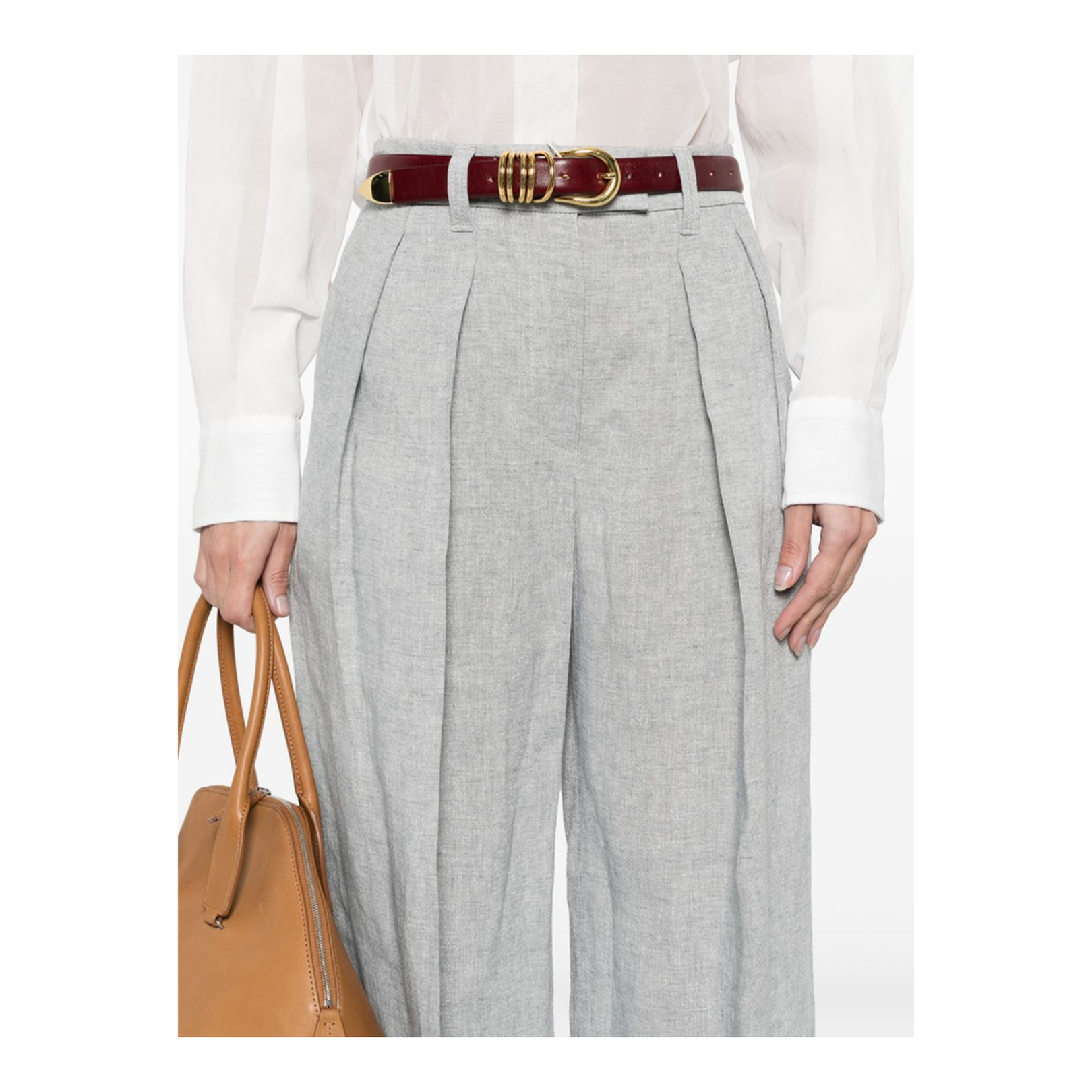 Wide-Leg Trousers in Light Grey