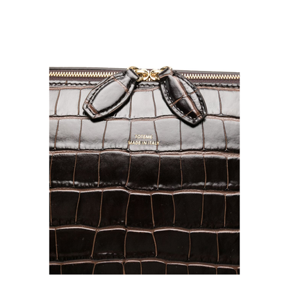 Coffee Brown Croco-Embossed Leather Bag