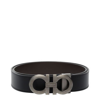 Gancini Reversible Leather Belt - Black