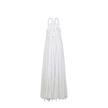 Dress in Light Cotton Poplin with Circular Lace Bodice