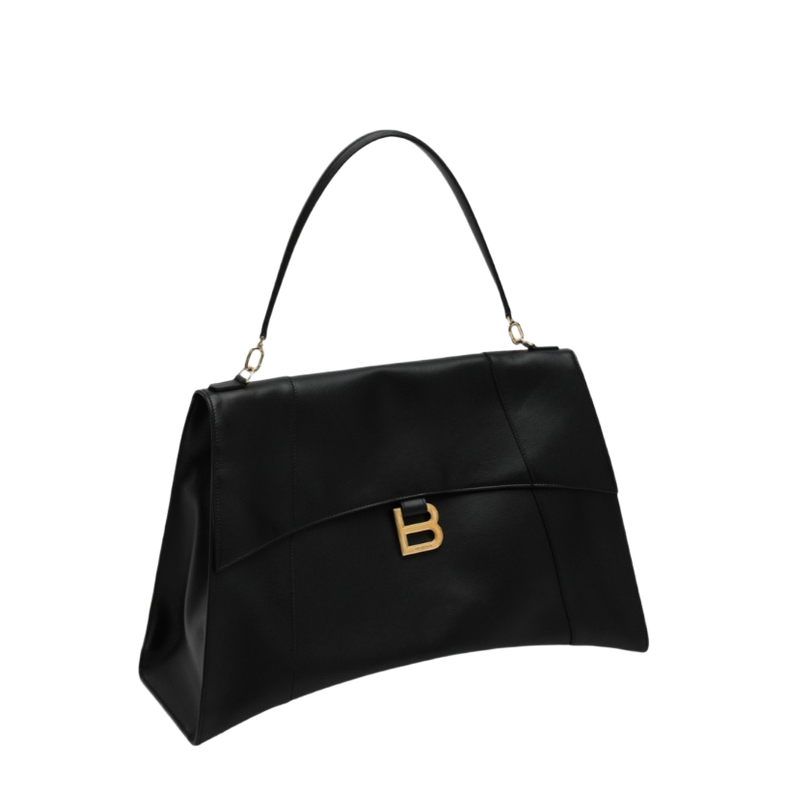 Curved Base Bag with Detachable Leather Handle