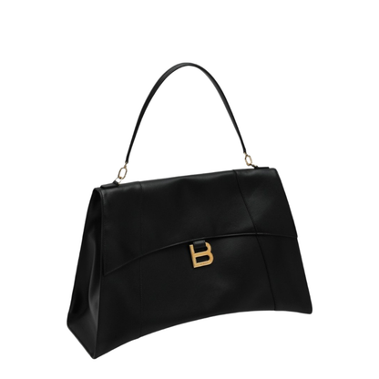 Curved Base Bag with Detachable Leather Handle