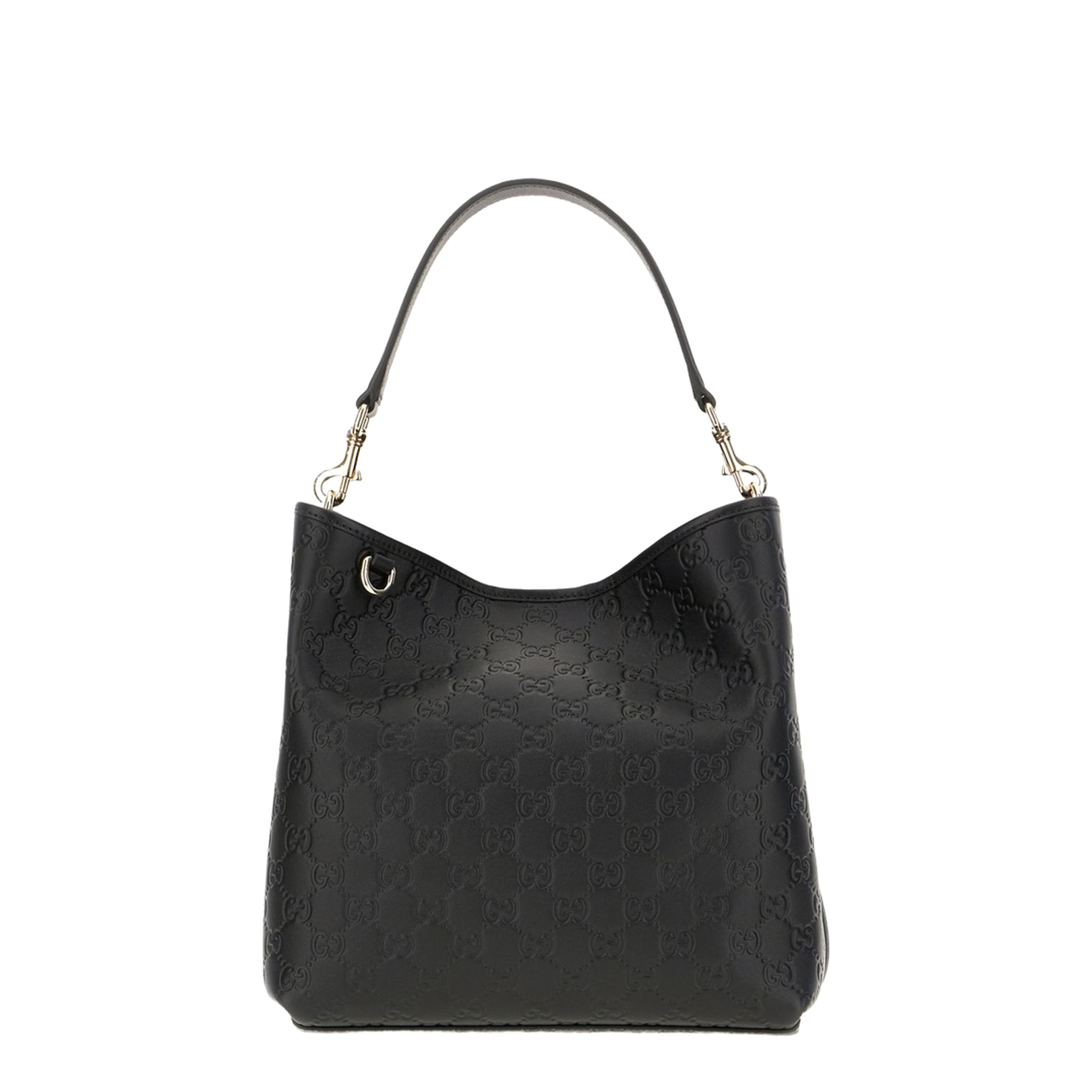 GG Emblem Small Leather Bucket Bags - Black