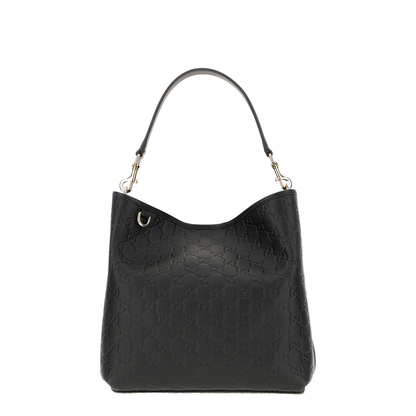 GG Emblem Small Leather Bucket Bags - Black
